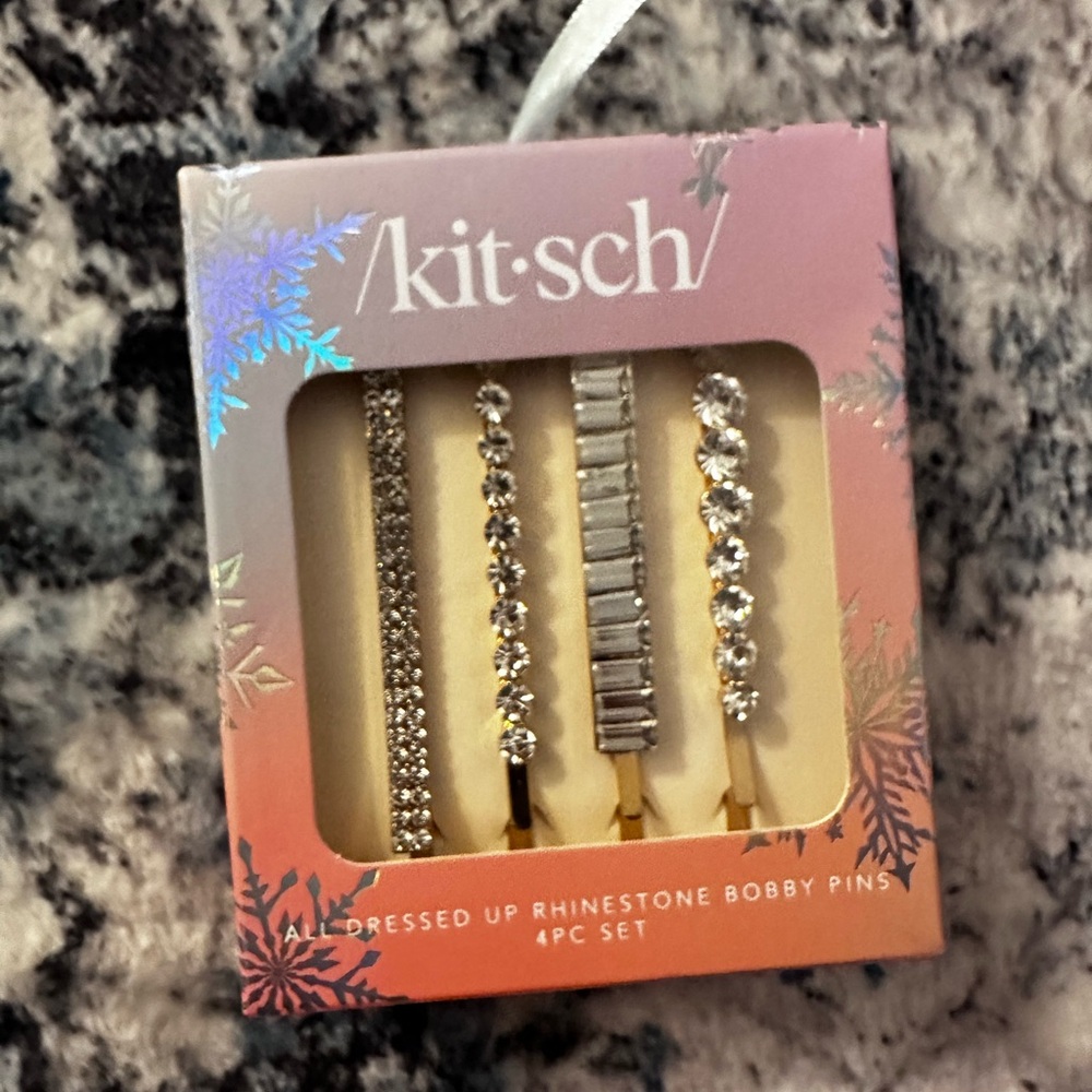 KITSCH Holiday All Dressed up Rhinestone Bobby Pins 4pc Set Brand New Never Open